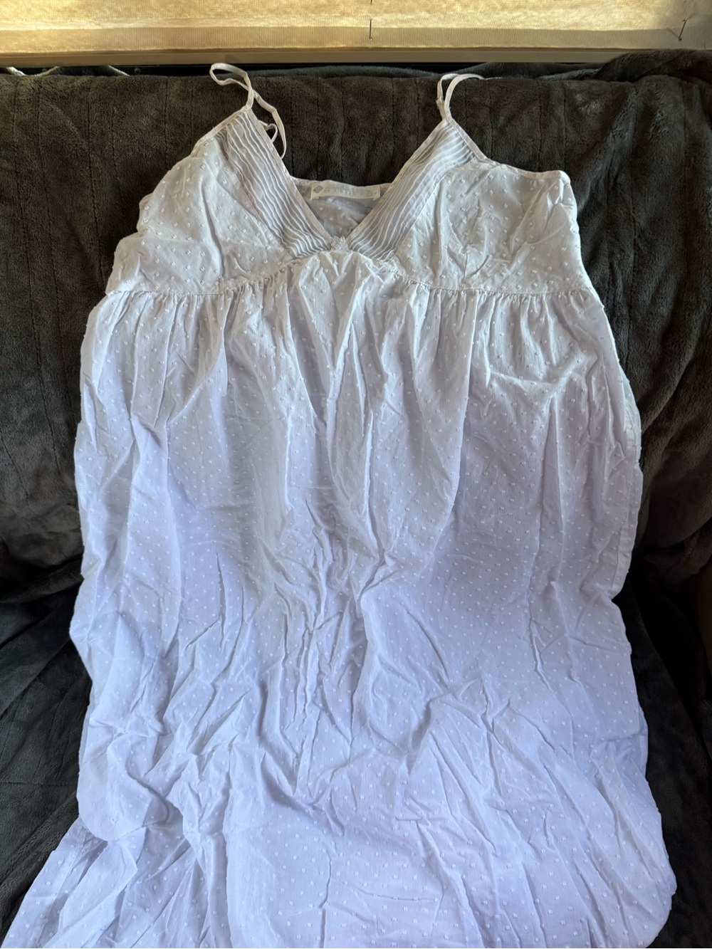 Eileen West White Swiss Dot Spaghetti Strap Women's cotton nightgown